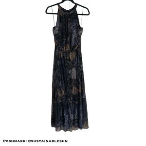 Leslie Fay Maxi Dress | Size 10 | Metallic Floral